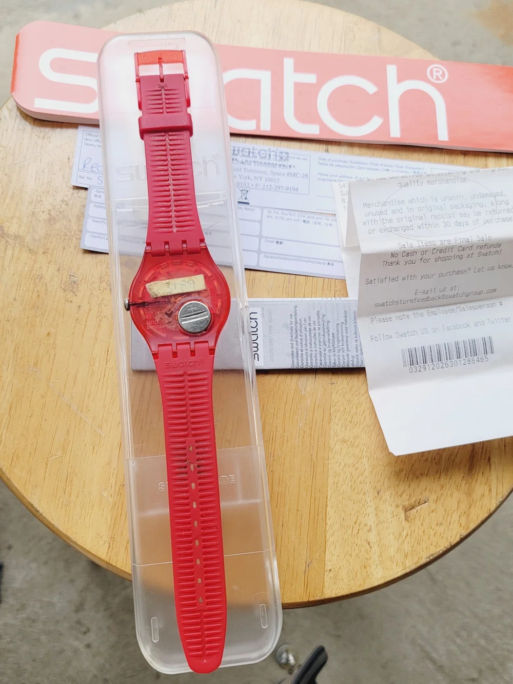 Vintage Swatch Red Lacquered Silicone Strap Watch Full Collector Set